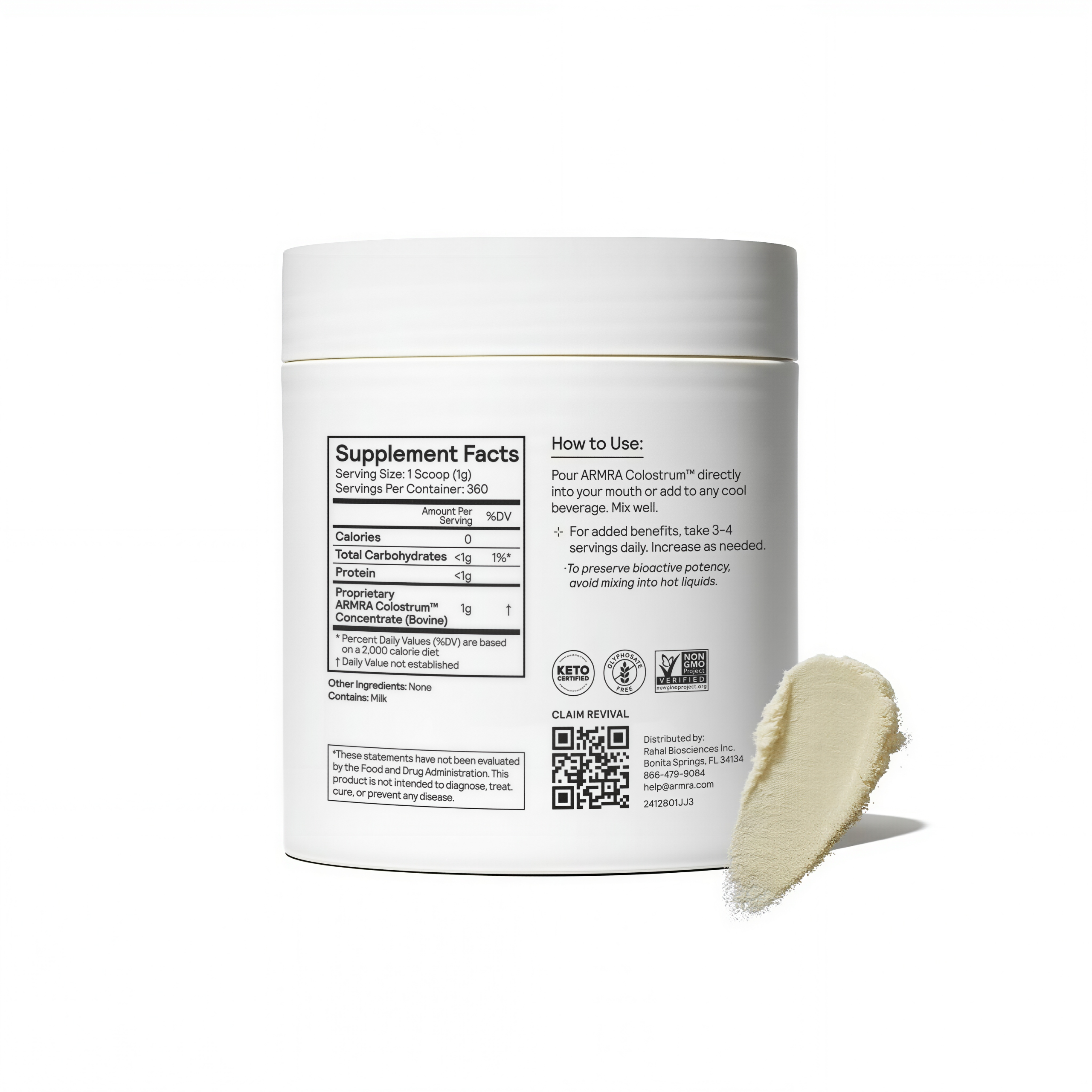 ARMRA Colostrum Unflavored Jar